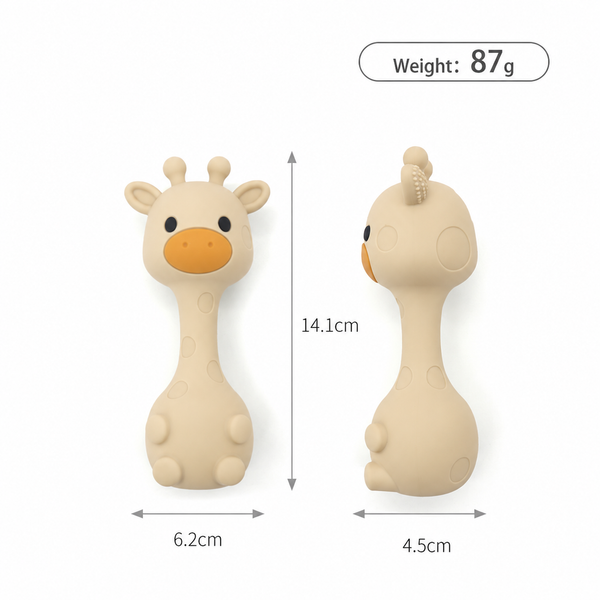 Little Mallow Silicone Giraffe Rattle – Beige