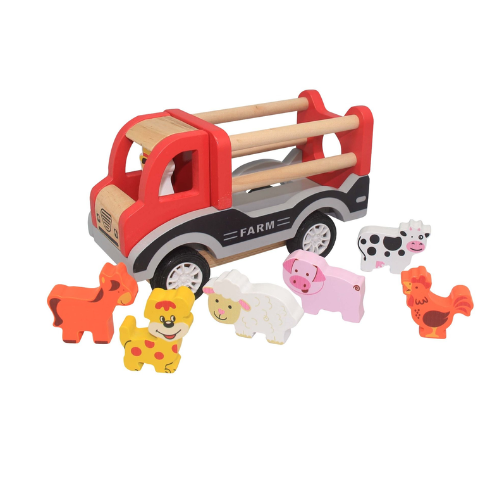 Wooden Pull‑Back Farm Truck Toy with Animal Figurines – Timber Toy