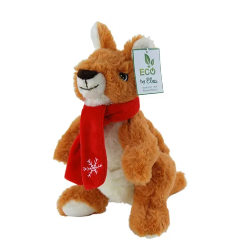 Eco Christmas Red Roo Teddy Bear With Scarf - Soft Toy