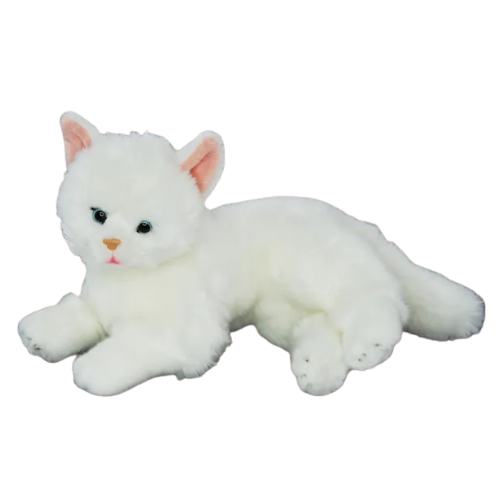 Mittens - White Laying Cat Teddy Bear Soft Toy